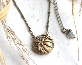 Pumpkin Necklace, Gold Pumpkin Charm, Fall Jewelry, Silver Pumpkin Pendant, Little Pumpkin Baby Shower Gift, Pumpkin Jewelry, Autumn Charm