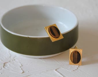 Vintage Dante Tigers Eye cuff links, midcentury cuff links, vintage mens accessories