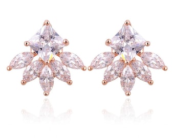 18KT Gold Plated Cushion Cut Marquis Earring Jacket