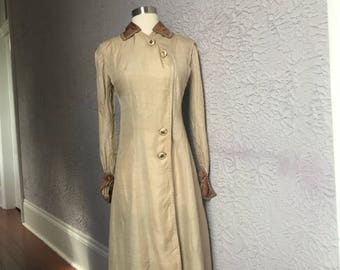 Vintage Edwardian 1900 Silk Duster Coat Dress sm.
