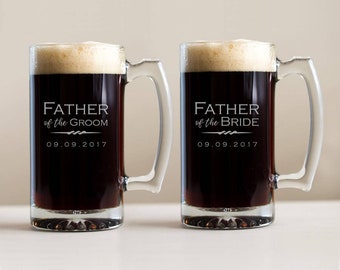 Engraved Father of the Groom or Father of the Bride Beer Mug: Large Personalized Father of the Groom Gift, Father of Bride Gift, SHIPS FAST