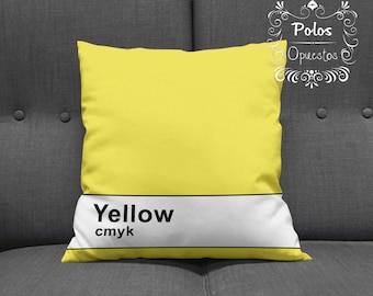 Sale !! CMYK Yellow - Pantone Pillow - Pillow Cover - Pillow Case - Cushion Case