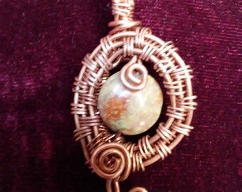 Unakite and copper pendant