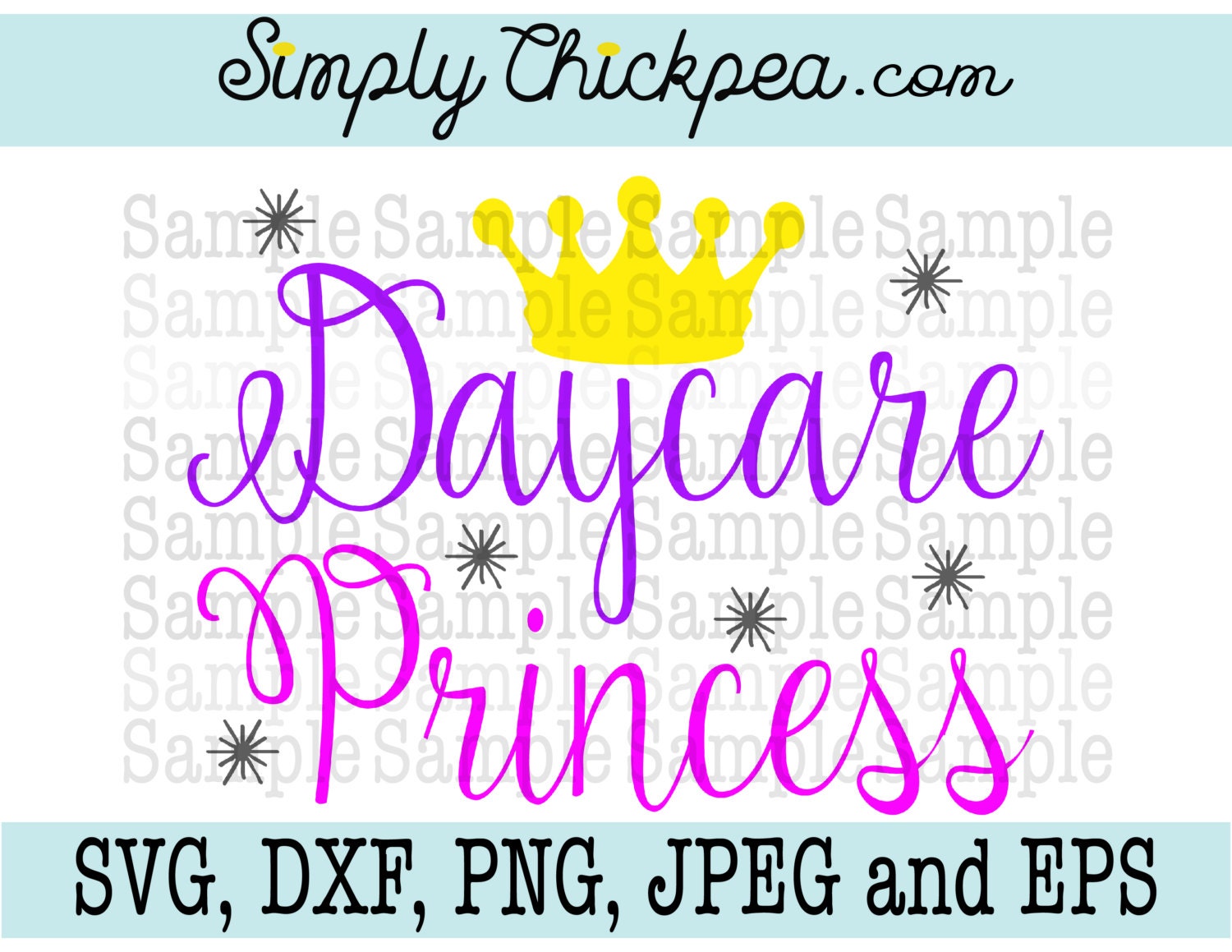 Download SVG DXF PNG cutting file Jpeg and Eps: Daycare Princess