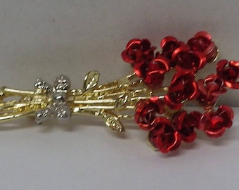 Red Flower Bouquet Brooch