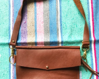 Brown Leather Festival Hip Bag and Purse