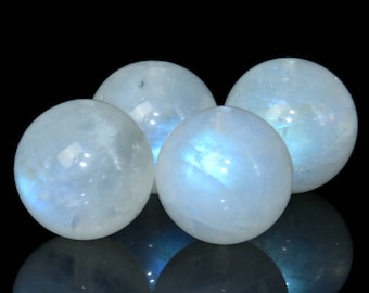 22 Pcs - 8MM Rainbow Moonstone Beads Blue Flash Grade AA Round Genuine Natural Gemstone Loose Beads (101649)