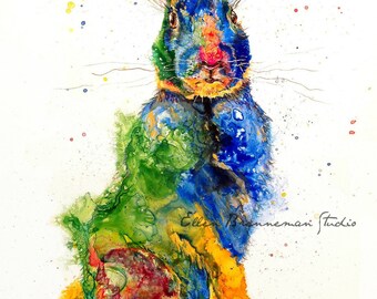 Rabbit art print: rabbit decor nursery animal art rabbit artwork rabbit gift bunny gift bunny art rabbit lover gift ellen brenneman bunny
