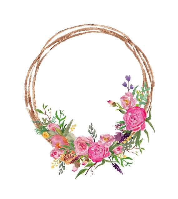 Download Watercolor Wreath Clipart Pink Flowers Wreath with Peonies