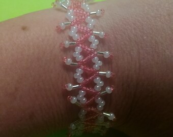 Salmon and Pearl Bracelet and Earrings