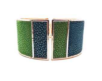 Turquoise and green Stingray leather bracelet
