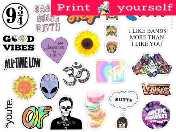 set 123 mockup printable tumblr stickers stickers set of