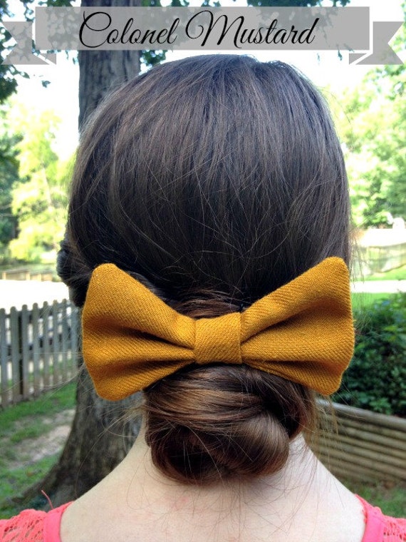 Items similar to Mustard Yellow Hair Bow (Colonel Mustard) on Etsy