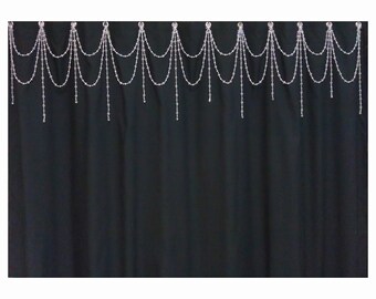 Beaded Shower Curtain Acessory....Bright Crystal resin....Double Swag w Short Alt Vertical Strands