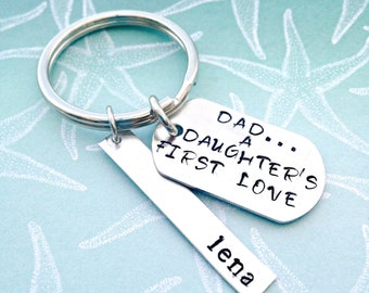 Dad Gift From Daughter, Fathers Day Gift From Daughter, Dad From Daughter, Personalized Dad Keychain, Handstamped Keychain, New Dad Gift