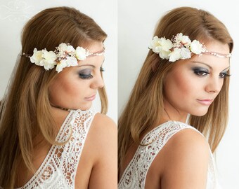 Flower Crown, Wedding Tiara, Wedding accessories, Bridal flowers, Fairy Crown,Floral garland, Festival or Bridal Hair Wreath, Hair Flowers