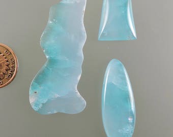 Smithsonite Cabochons, Translucent Smithsonite Cabochons, Blue Translucent Cabochons, Designer Cabs, Pendant Cab, Gift, C2624, 49erMinerals