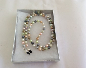 Pearl Eyeglass Chain. Multi Pale Color Women's Glasses Holder Necklace Lanyard. Gifts for Her. Coworkers. Boss. Birthday. Christmas Gift