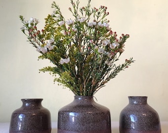 Set of Three Handmade Ceramic Bud Vases
