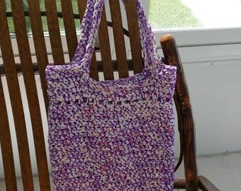 Kathy & Anne's Plarn Shop: Purple and White Tote Bag