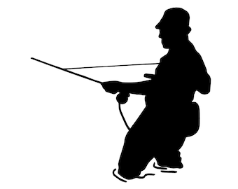Fly Fishing Decal, Fly Fish Sticker, Outdoorsman Flyfishing Decal, Fly Fisherman Silhouette