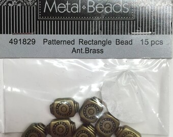 Metal beads Patterned Rectangle 15pcs/pkg