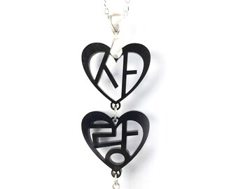 Korean Valentines Day, Love Hangul Necklace (Sarang) Black Ivory Dangle, Wedding Gift For Her, Korean Adoptee Earrings, Korean Anniversary