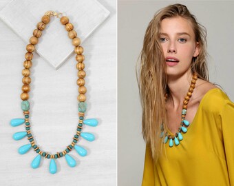 statement necklace // bib necklace // boho statement necklace / boho fashion/colorful bib necklace/Drops pendant necklace/Drops bib Necklace