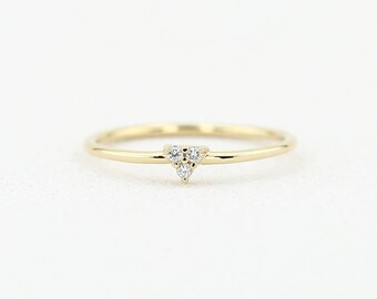 Diamond Triangle Ring in 14k Gold / Diamond cluster ring/ Dainty Diamond Stackable Ring/ Mothers Day Gift