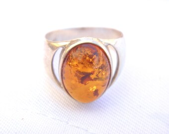 925 sterling silver ring with amber