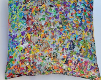 Rainbow confetti cushion cover