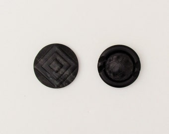 Vintage Art Deco coat buttons, lot of 2 large buttons in black and grey