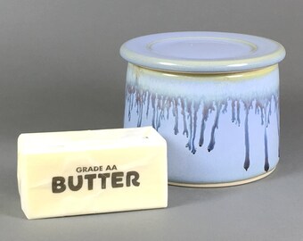 Powder Blue/ Blue Drip, French Butter Dish, Butter Crock, Butter Bell, French Butter Keeper