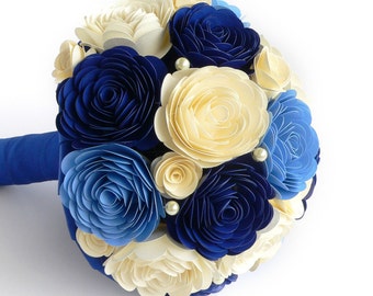 Blue and Ivory Wedding Bouquet, Blue Wedding Bouquet, Ivory Wedding Bouquet, Blue Bridal Bouquet, Ivory Bridal Bouquet, Blue Bouquet