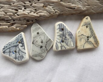Medium hand made,Scottish Sea Pottery Buttons B 21.6.17.1