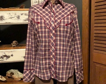 Vintage 70's Western Pearl Snap Button Down Shirt Blouse
