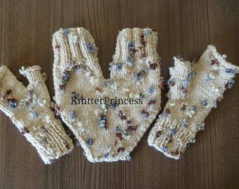 Knitted  lovers gloves set for him and her smitten in light