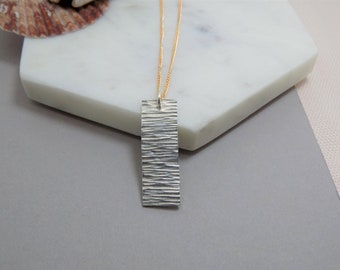 Silver Texturise Bar 2 Necklace