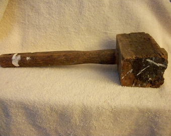 Vintage Primitive Wood Mallet Great Collector's Item