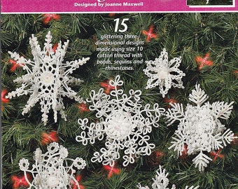 Pearl Drop snowflake Ornaments Thread Crochet Pattern Book Annie's Attic 873413