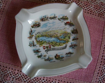 Ashtray, porcelain, souvenir Bodensee, Germany/Switzerland/Austria