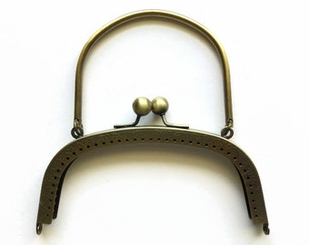 Purse Frame 15.5 cm/ 6 1/8 inches with Metallic Handle, Purse Frame with Handles, Purse Clasp, Classic Frame, Purse Closure, Purse Making