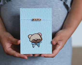 Baby book memory with teddy bear Monthly milestones small photo album 4x6