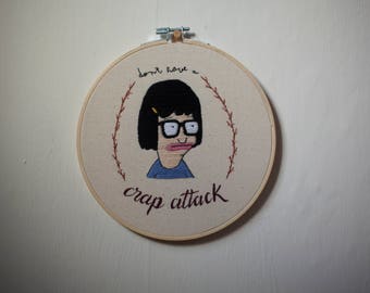 Tina Belcher - Bobs Burgers - don't have a crap attack embroidery