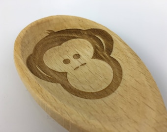 Personalised Wooden Spoon, Table Number Engraved into Wood with Logo if required