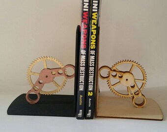 Steampunk Kinetic Moving Gear Bookends