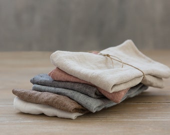 Linen Napkins-Washed Linen Napkins in White color 16.5’’x16.5’’(42x42cm) Set of 4-6-8-10. Exclusive washed linen napkins.