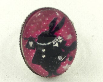 Adjustable ring Alice in Wonderland silver