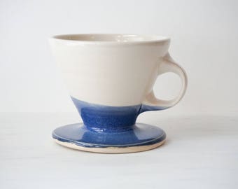 Pour Over Coffee Dripper, Coffee Maker, Pottery Coffee Cone, Hostess Gift, Gift for Mom, Coffee Lover Present, Hario V60 Style Pour-Over