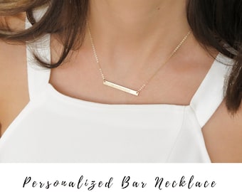 Bar Necklace, Personalized bar Necklace,Gold bar Necklace, Engraved Bar Necklace, Engraved Necklace, Customized bar necklace,Coordinates bar